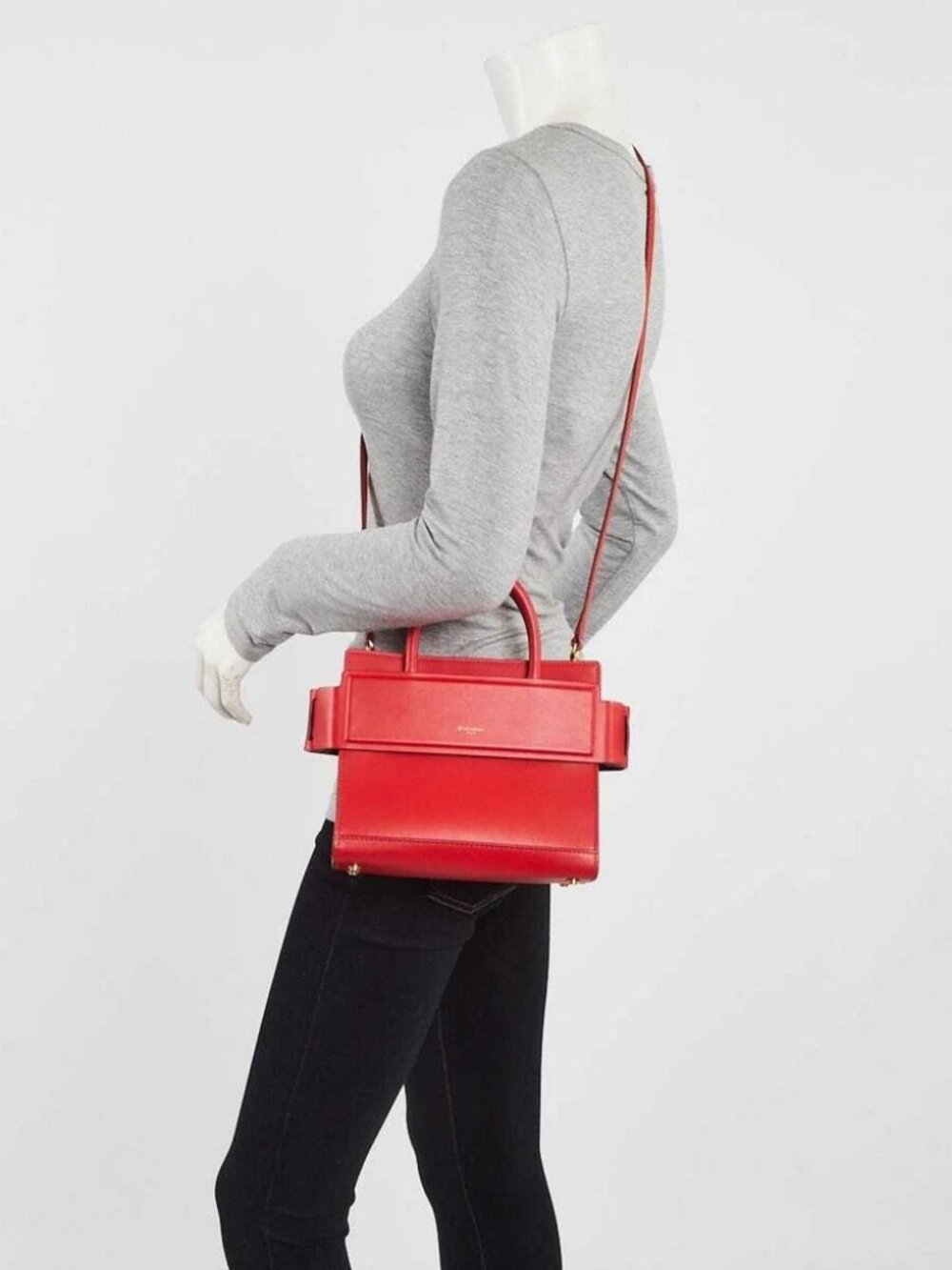 Givenchy Red Smooth Calfskin Leather Mini Horizon Tote Bag - Picture 2 of 11